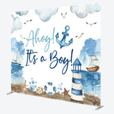 Lofaris Ahoy Sailing Baby Shower Square Tension Backdrop